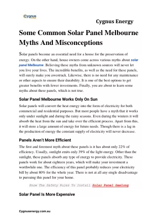 Some Common Solar Panel Melbourne Myths And Misconceptions