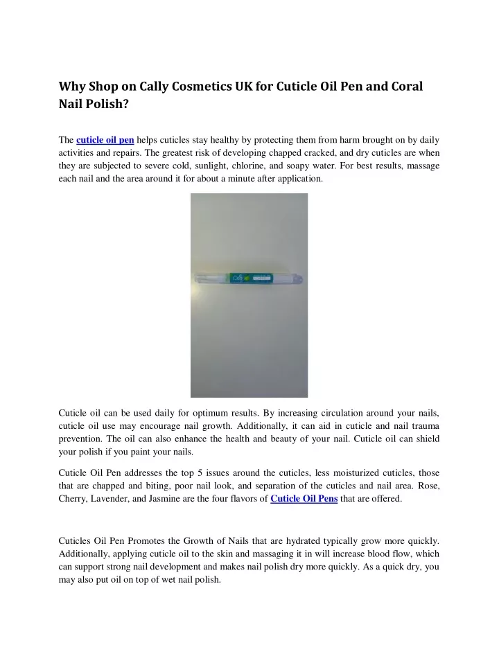 why shop on cally cosmetics uk for cuticle