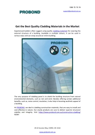 Get the Best Quality Cladding Materials in the Market 