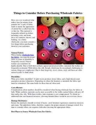 Things to Consider Before Purchasing Wholesale Fabrics
