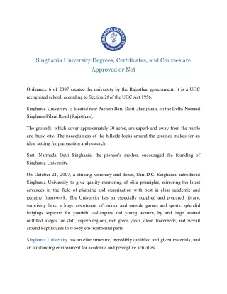 singhania university degrees certificates