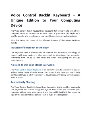 voice control backlit keyboard a unique edition