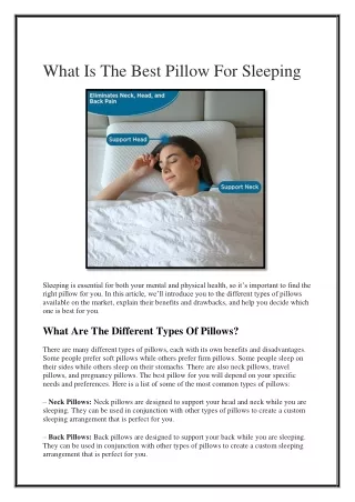 what is the best pillow for sleeping
