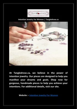 Intention Jewelry For Women | Tangledrose.ca