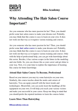 Why Attending The Hair Salon Course Important