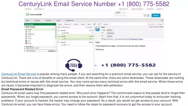 centurylink email service number 1 800 775 5582