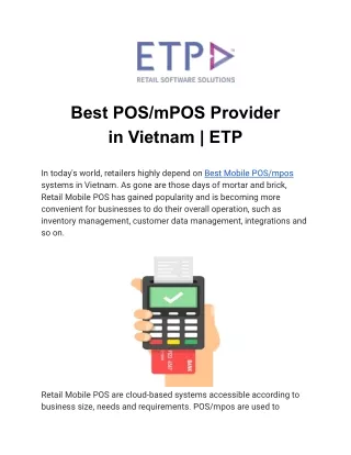 Best POS/mPOS Provider in Vietnam | ETP