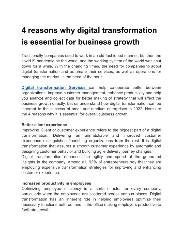 4 reasons why digital transformation is essential