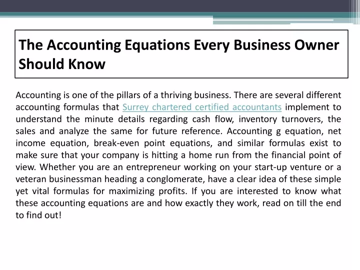 the accounting equations every business owner should know