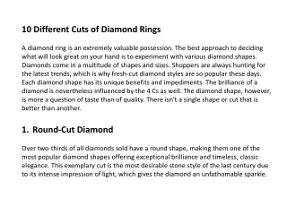 10 different cuts of diamond rings a diamond ring