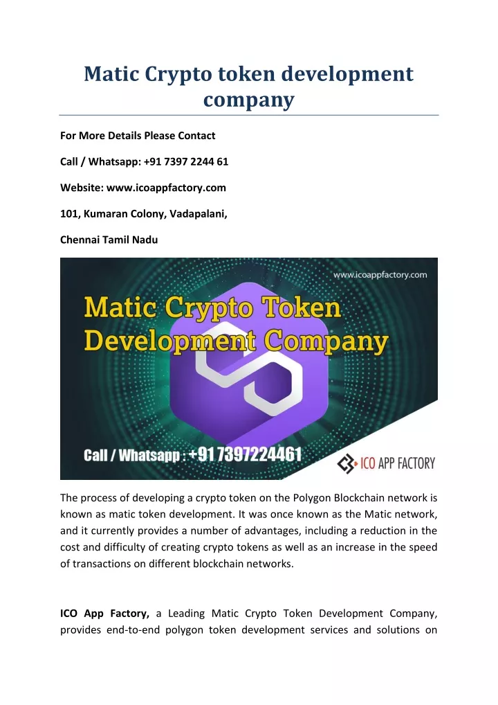 matic crypto token development company