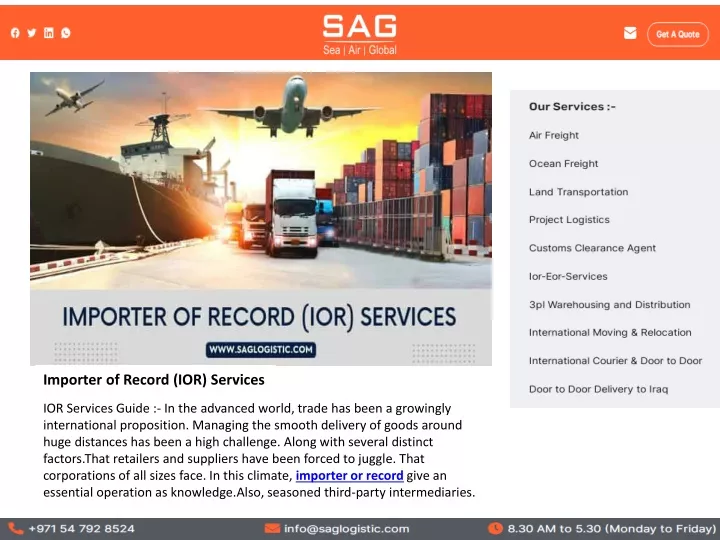importer of record ior services