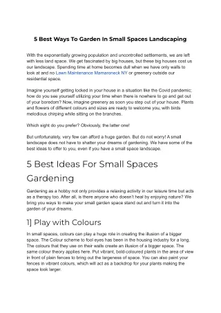 5 Best Ways To Garden In Small Spaces Landscaping