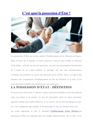 c est quoi la possession d tat
