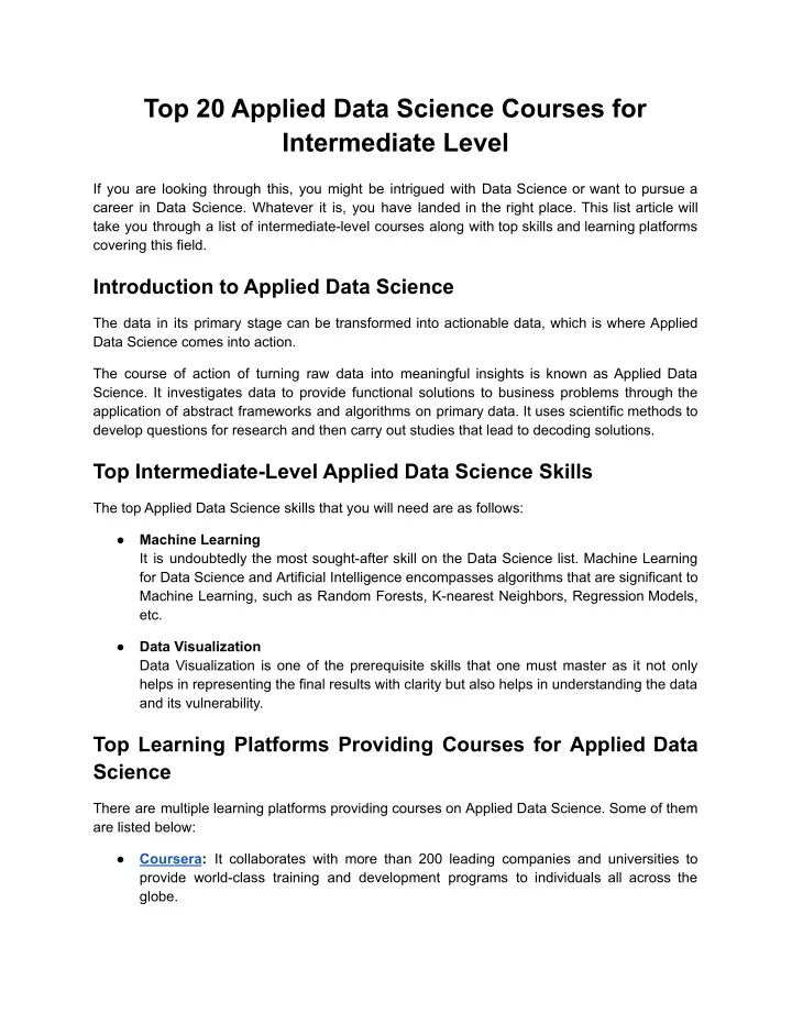 top 20 applied data science courses
