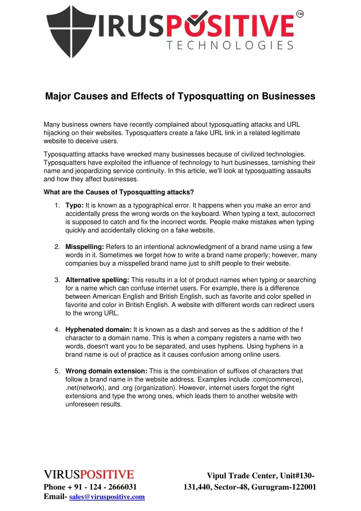 major causes and effects of typosquatting