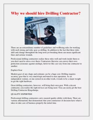 why we should hire drilling contractor