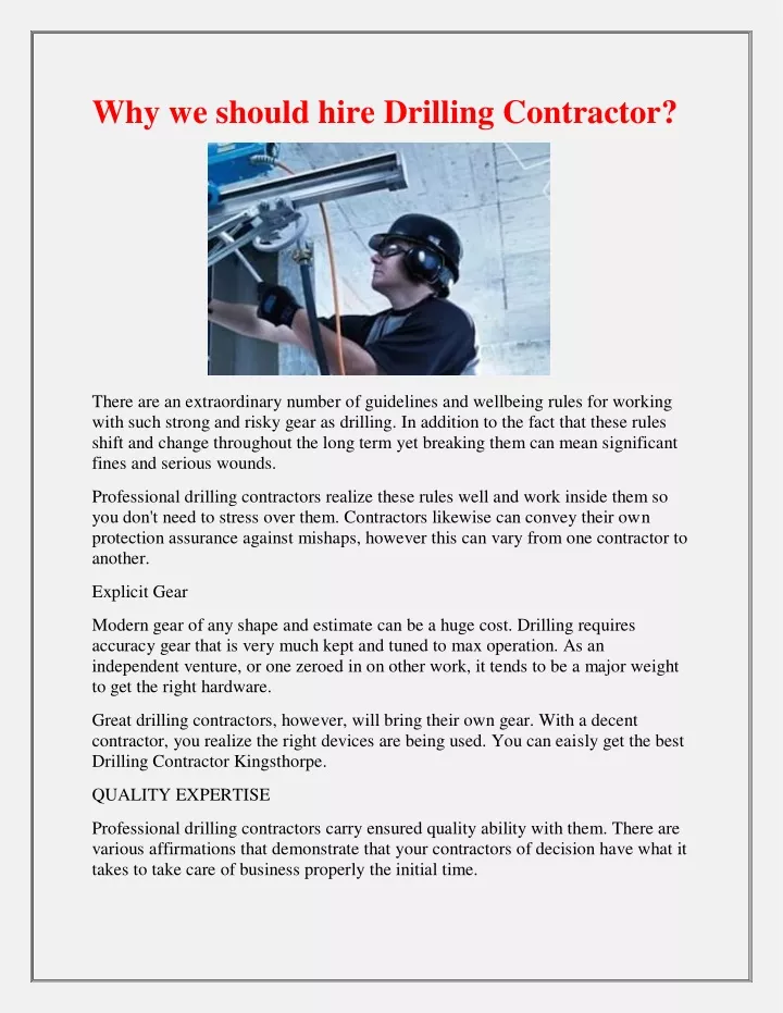 why we should hire drilling contractor