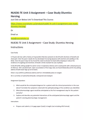 nu636 7e unit 3 assignment case study diuretics