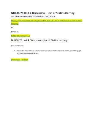 nu636 7e unit 4 discussion use of statins herzing
