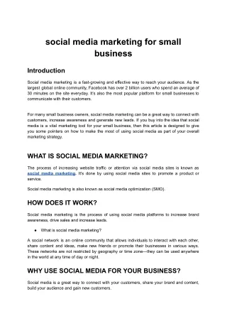 social media marketing for small business
