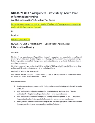 nu636 7e unit 5 assignment case study acute joint