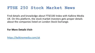 FTSE 250 Stock Market News