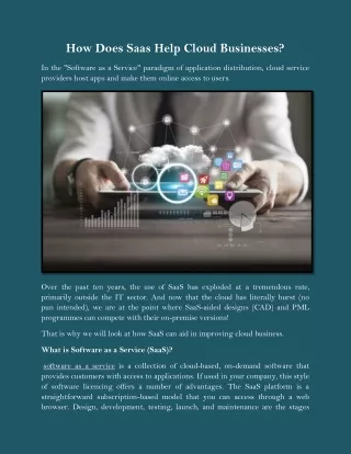 How Does Saas Help Cloud Businesses