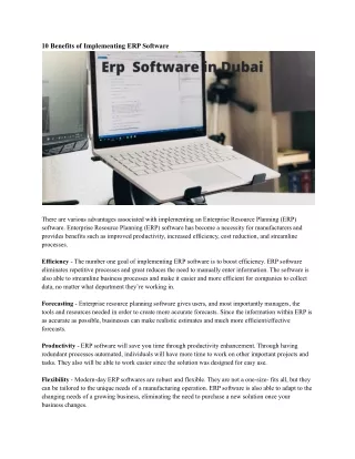 10 benefits of implementing erp software