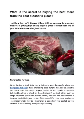 What is the secret to buying the best meat from the best butcher’s place