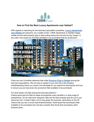 How to Find the Best Luxury Apartments near Hebbal