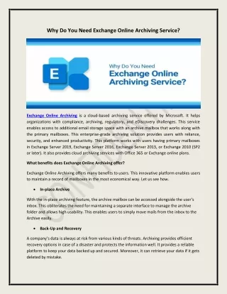 why do you need exchange online archiving service