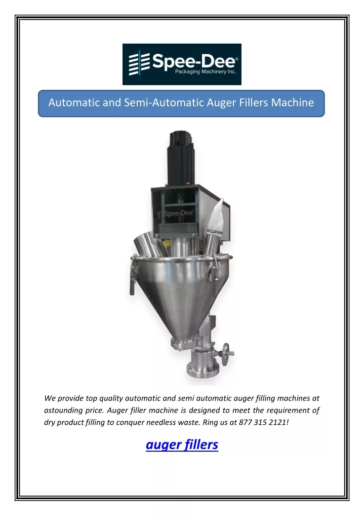 automatic and semi automatic auger fillers machine