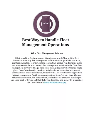 Best Way to Handle Fleet Management Operations