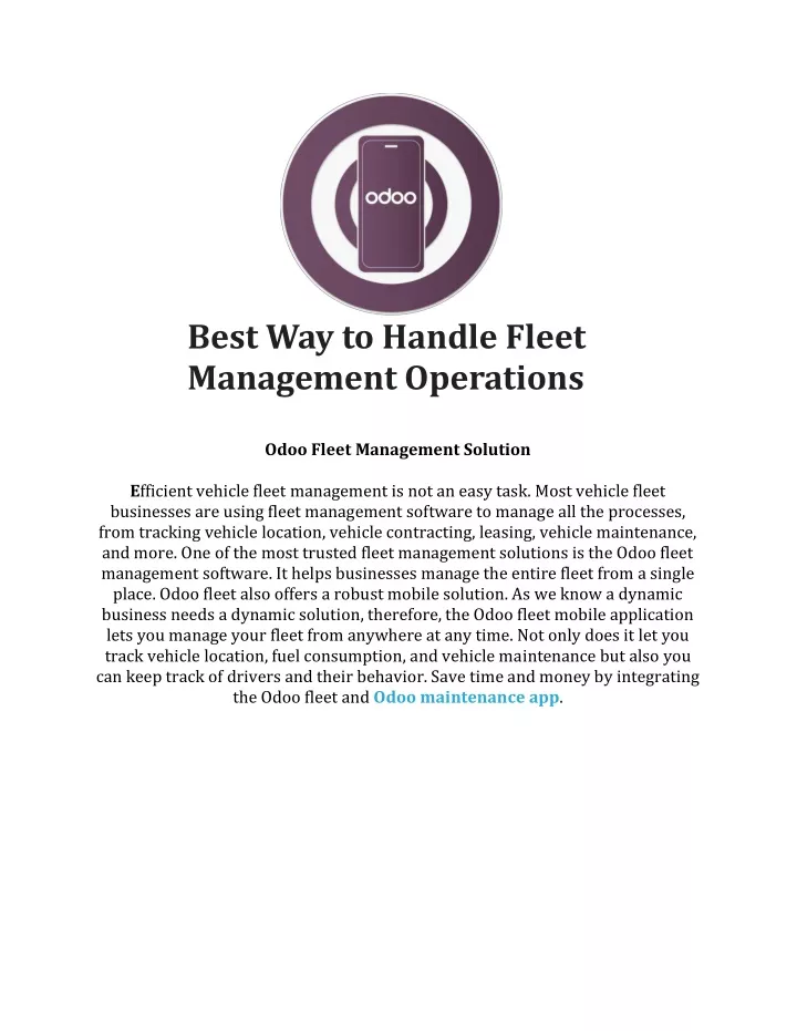 best way to handle fleet management operations