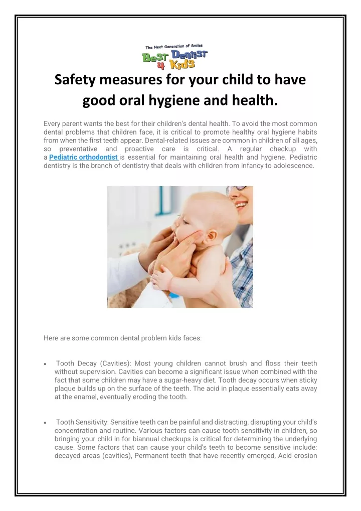 safety measures for your child to have good oral