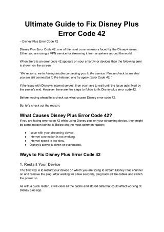 Fix Disney Plus Error Code 42