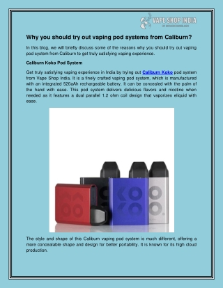 why you should try out vaping pod systems from