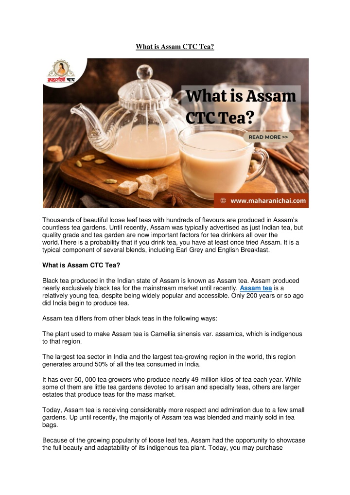 what is assam ctc tea