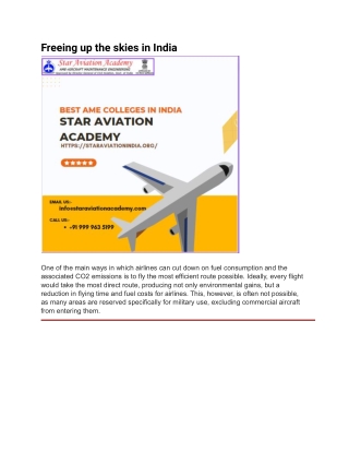 Freeing up the skies in India - STAR AVIATION ACADEMY