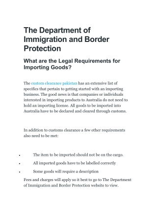 The Department of Immigration and Border Protectio