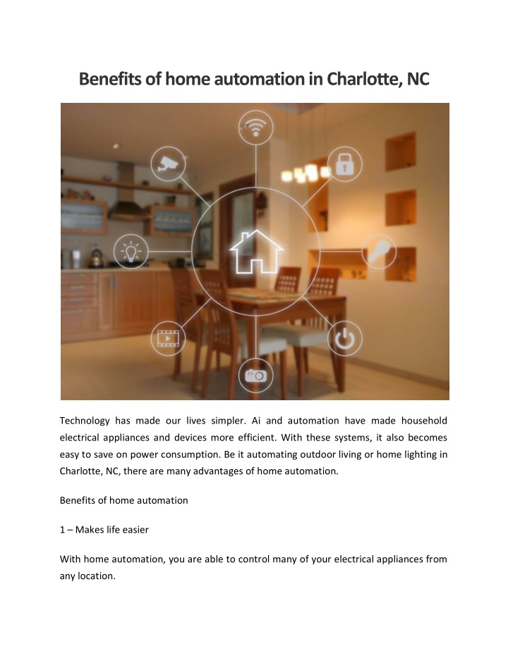 benefits of home automation in charlotte nc