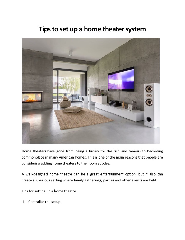 tips to set up a home theater system