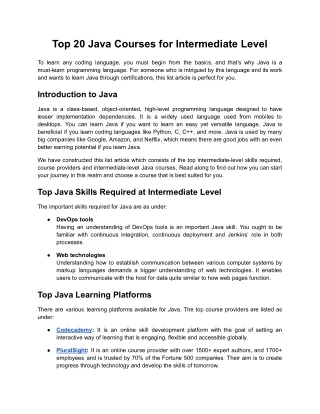 Java- Intermediate Level