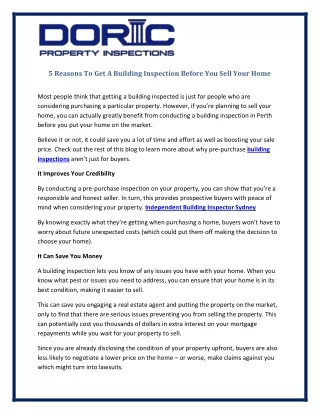 5 reasons to get a building inspection before