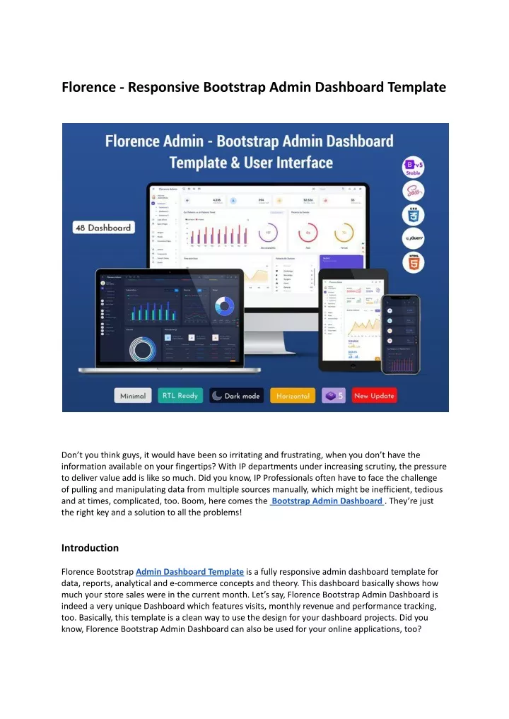 florence responsive bootstrap admin dashboard