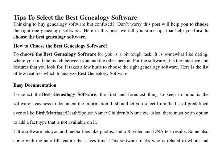 tips to select the best genealogy software