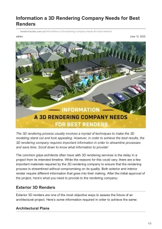 information a 3d rendering company needs for best