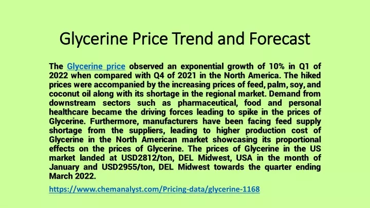 glycerine price trend and forecast