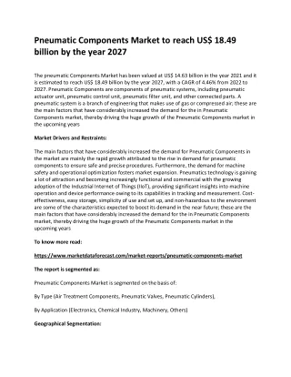 pneumatic components market to reach